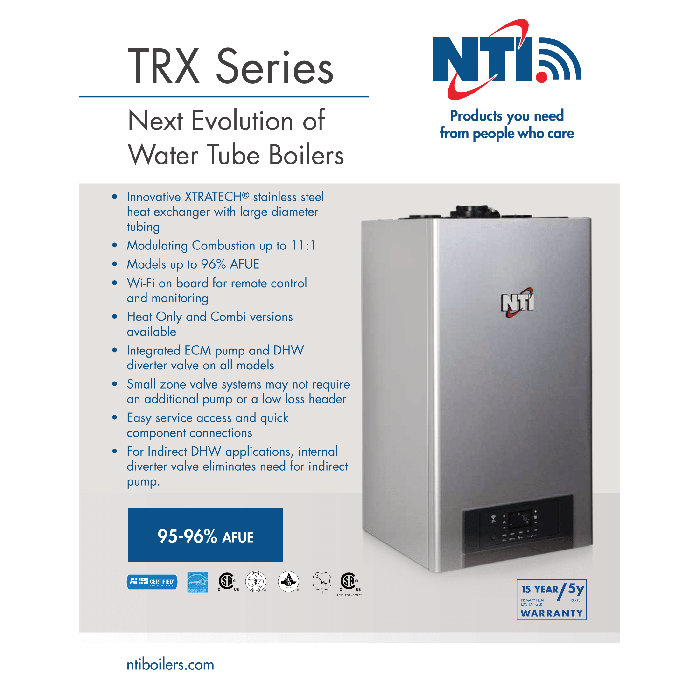 NtiTrx150C, Trx Series, HighEfficiency WallHung Combi Condensing